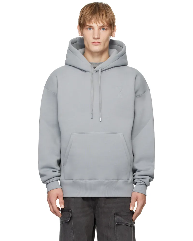 AMI Paris Grey Ami de Coeur Hoodie Clay