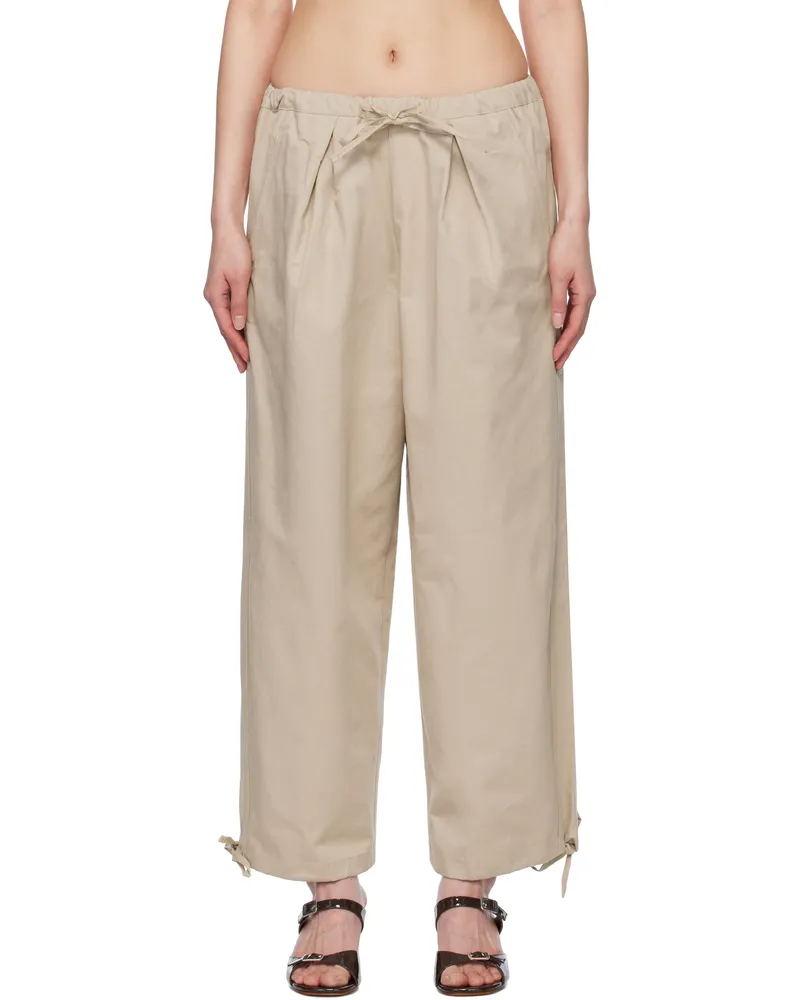 Deiji Studios Beige Drawcord Trousers Cream