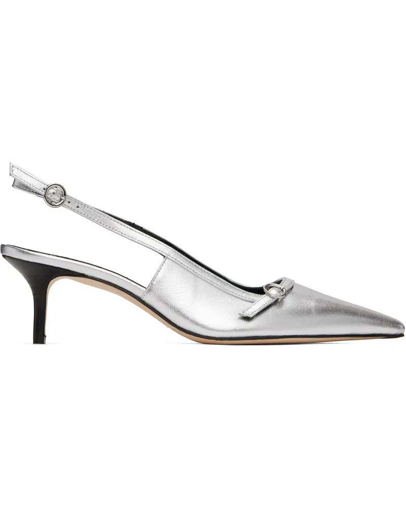 aeyde Silver Saba Leather Slingback Heels Silver