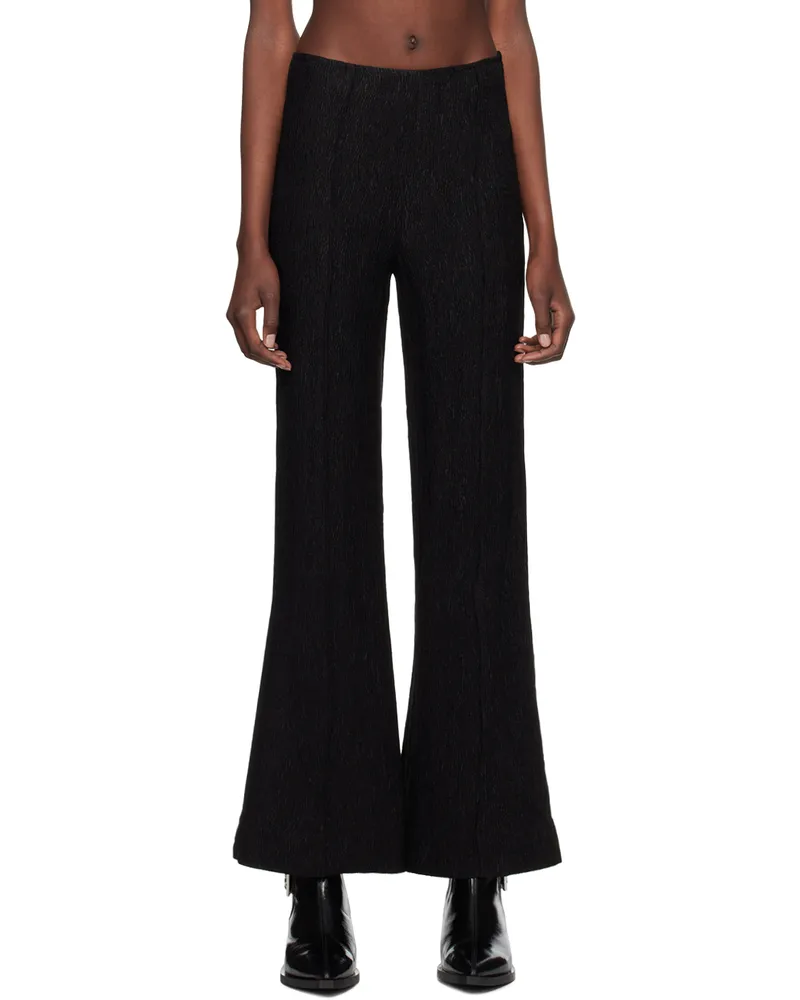 Ganni Black Stretch Flared Trousers Black