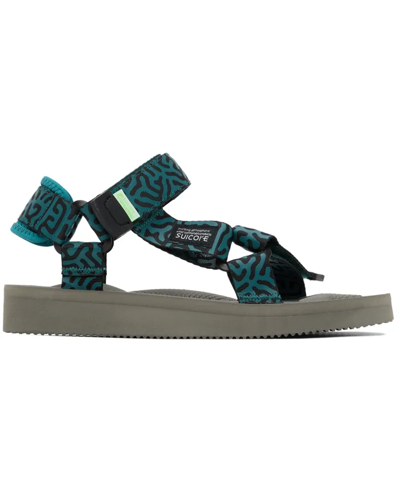 SUICOKE Blue & Gray DEPA-Cab-PT06 Sandals D.teal