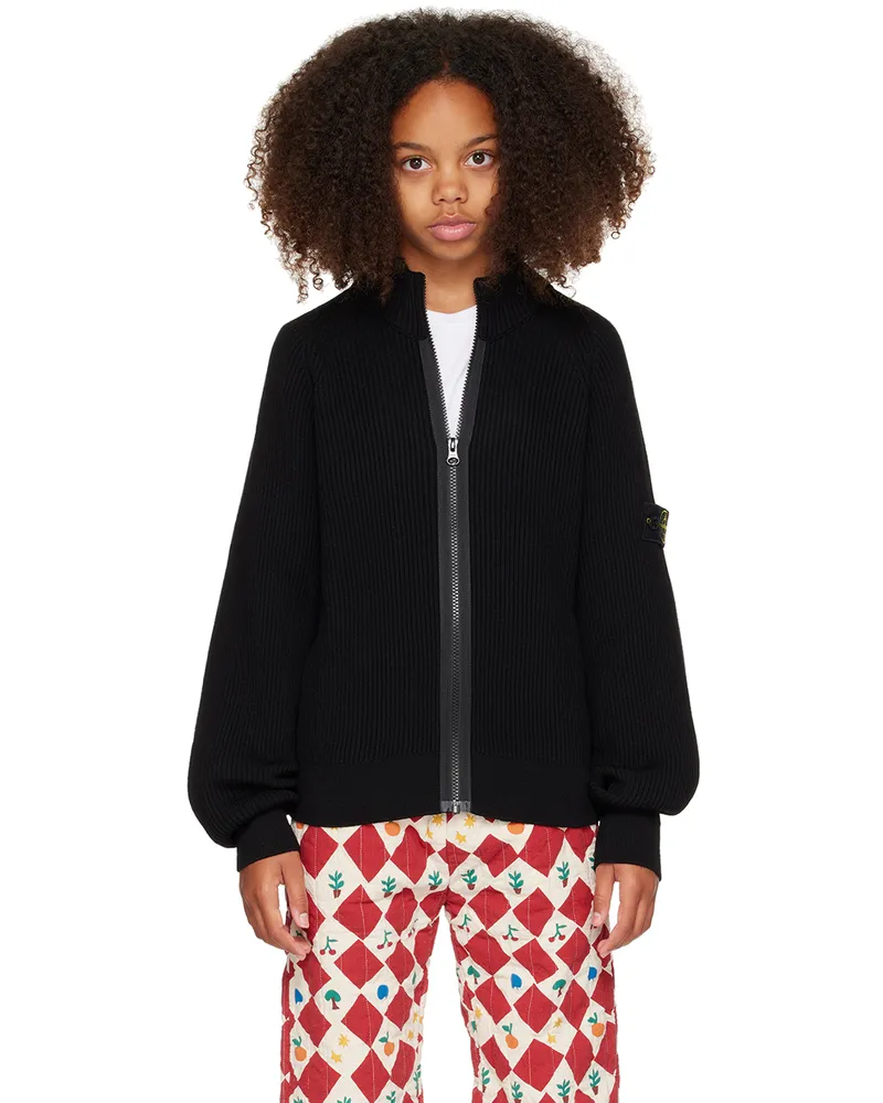 Stone Island Kids Black Zip Sweater V0029