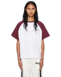 RHUDE White & Burgundy Raglan Logo T-shirt Burgundy