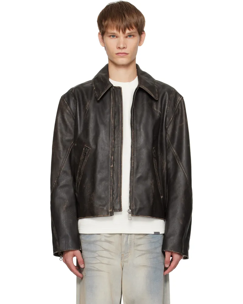 Hope Brown Void Leather Jacket Black