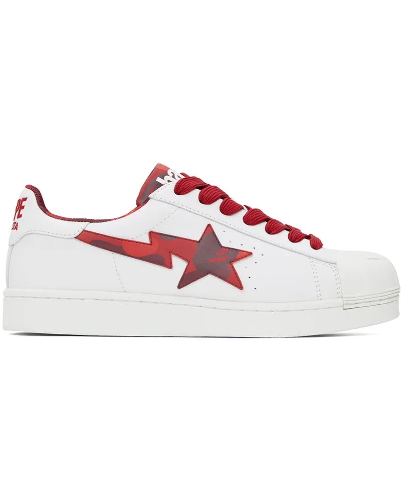 BAPE White & Red Skull Sta Sneakers Red