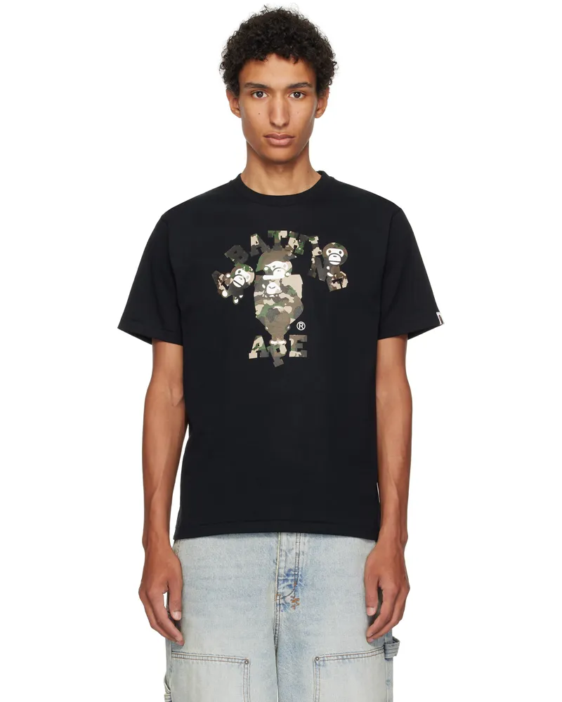 BAPE Black Map Camo College Milo T-shirt Bk0