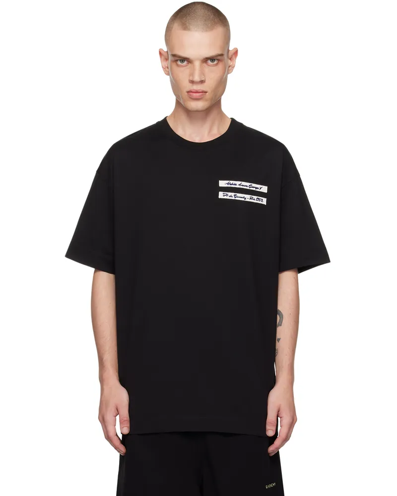 Givenchy Black Grosgrain Patch T-shirt 001-black