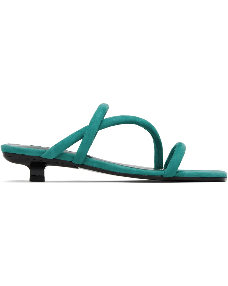by FAR Green Morena Kid Suede Leather Heeled Sandals Gr047