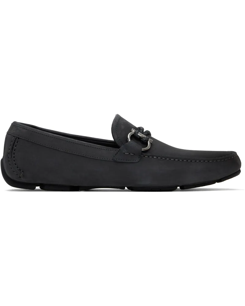 Ferragamo Gray Gancini Driver Loafers Dark