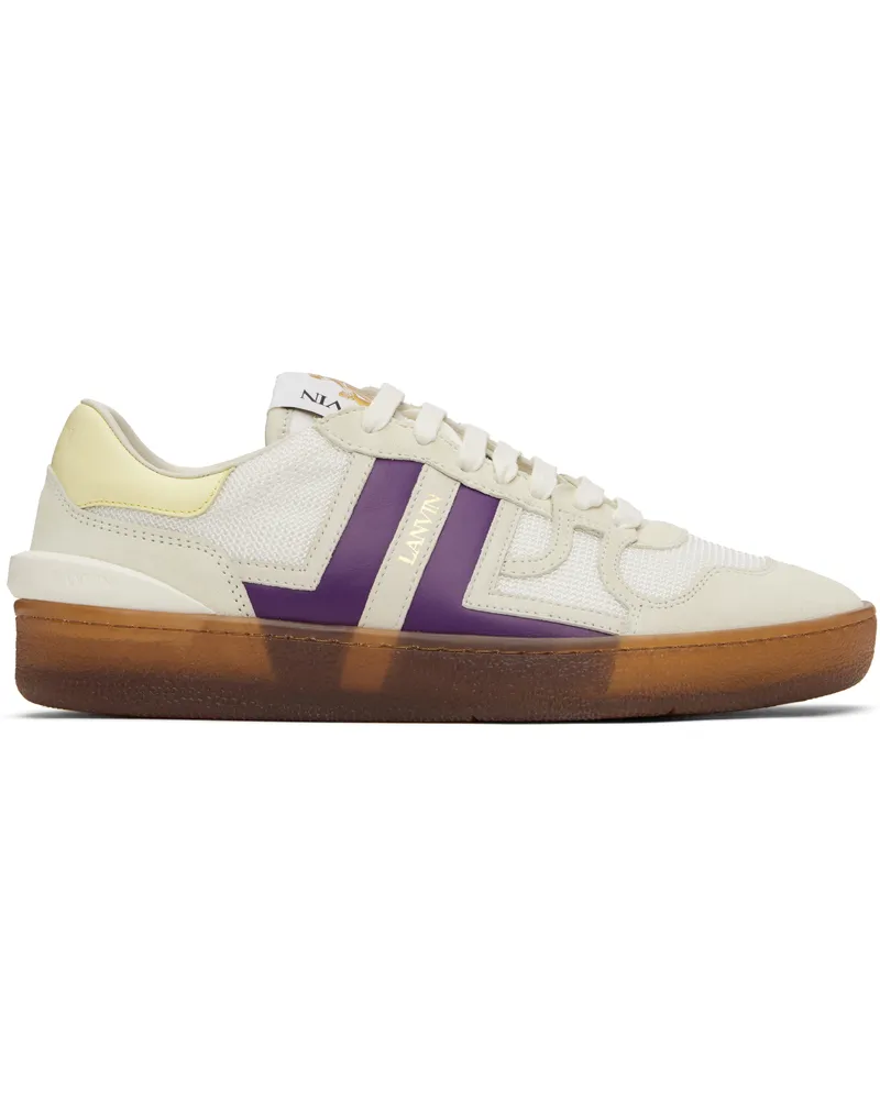 Lanvin White & Purple Clay Mesh Sneakers Ecru