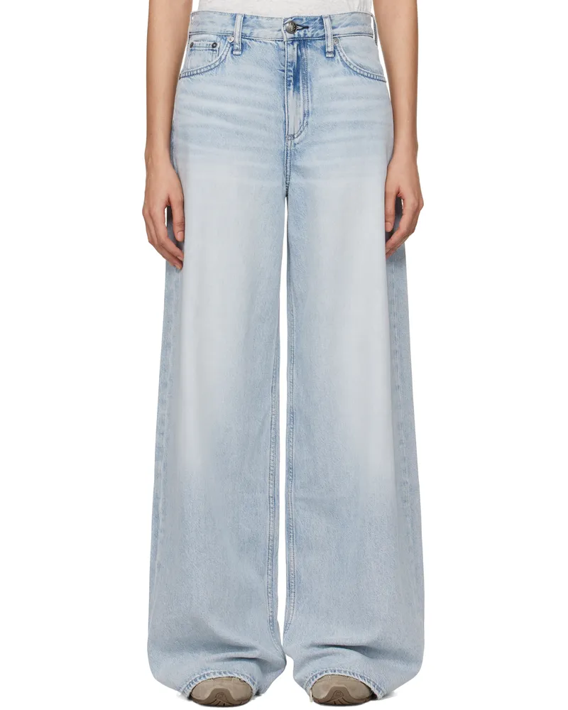 Rag & Bone Blue 'The Sofie' High-Rise Ultra Wide Jeans Kierra