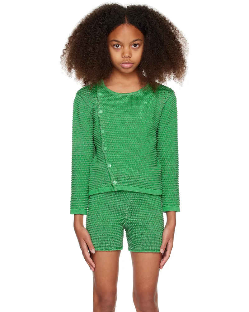 Eckhaus Latta SSENSE Exclusive Kids Green Field Snap Cardigan Green