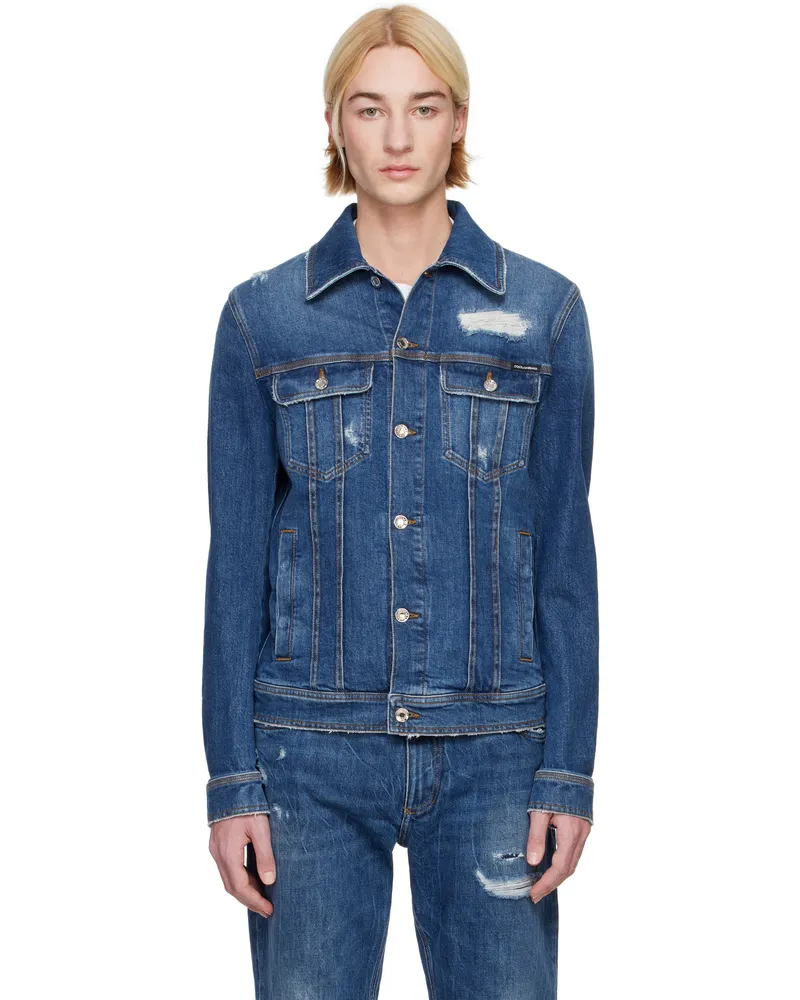 Dolce & Gabbana Blue Stretch Denim Jacket S9001