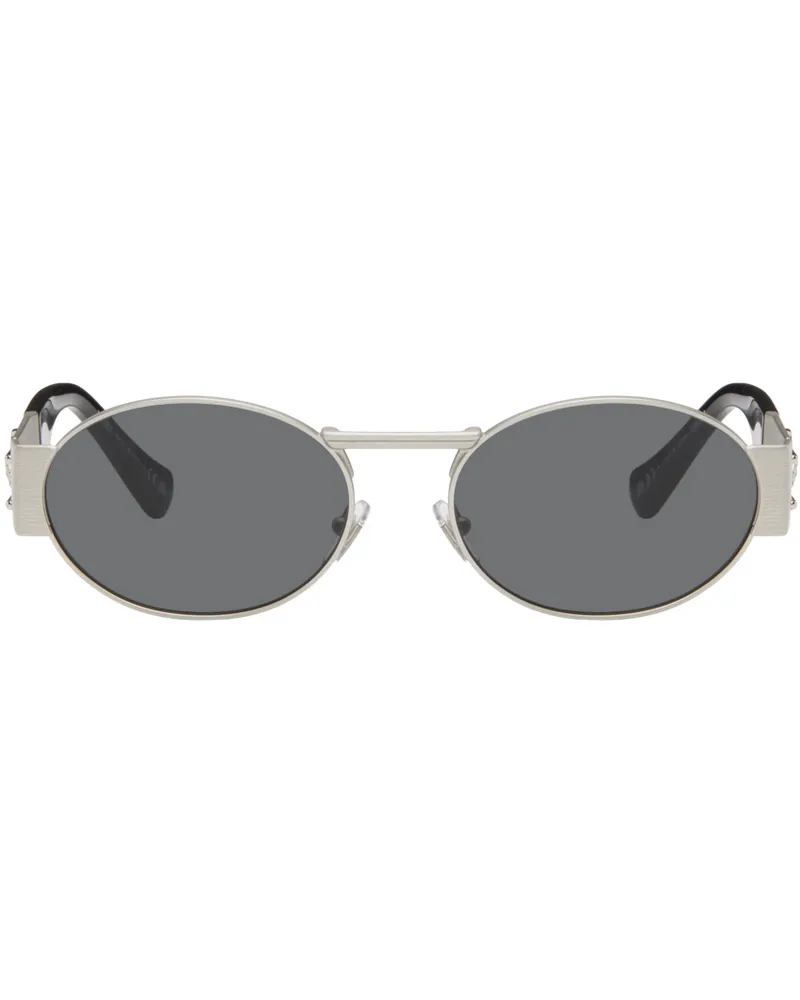 Versace Silver Medusa Deco Oval Sunglasses 151387