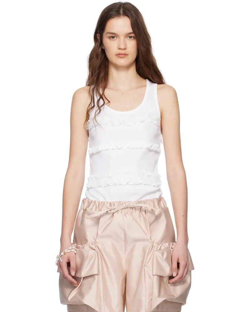 Simone Rocha White Ruffle Frill Tank Top White