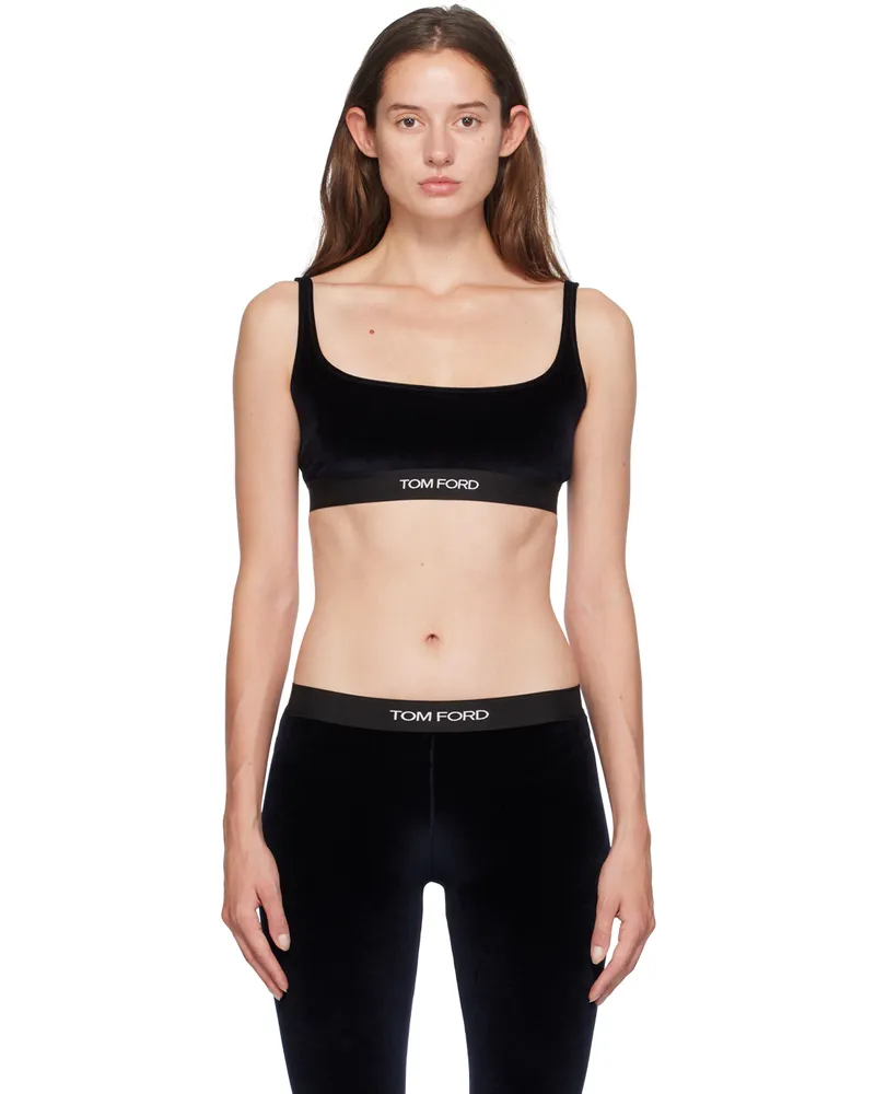 Tom Ford Navy Jacquard-Logo Bra Hb593