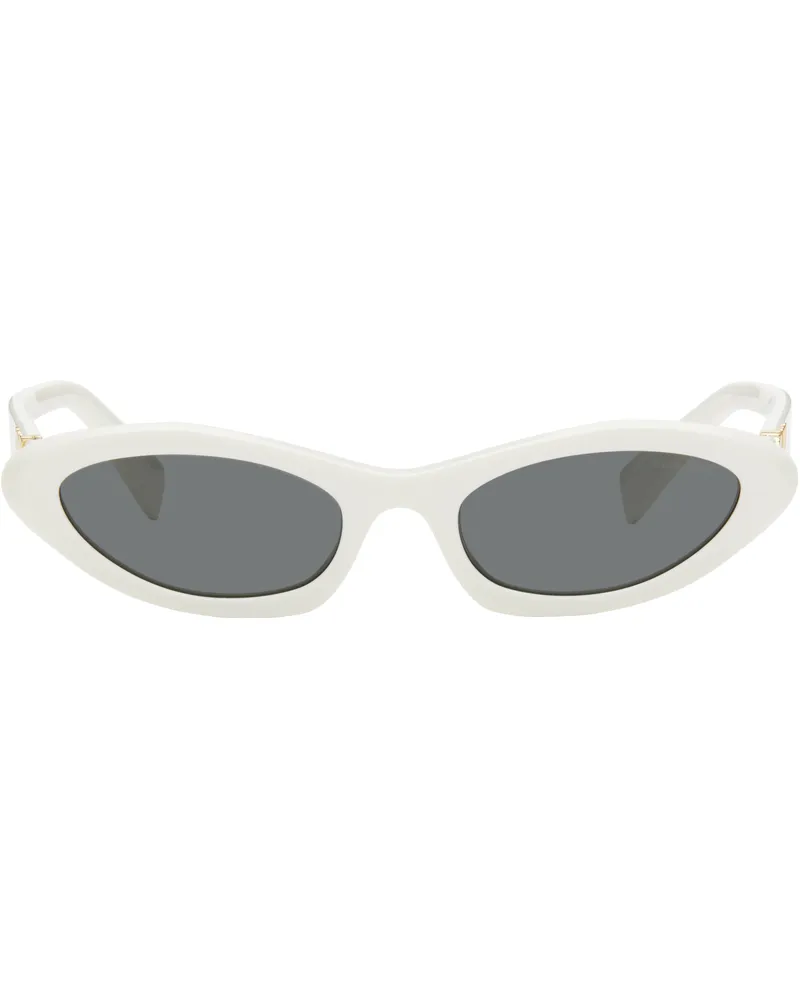 Miu Miu White Pointed Cat Eye Acetate Sunglasses 1425s0