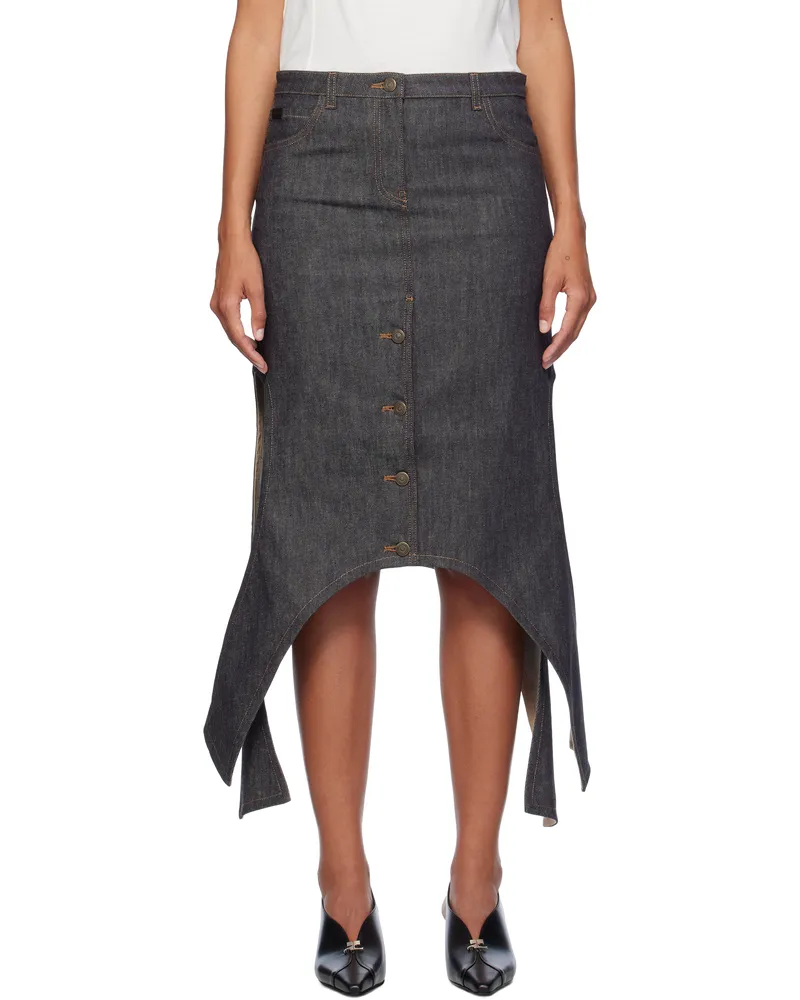 Courrèges Gray Reversed Denim Midi Skirt 9011