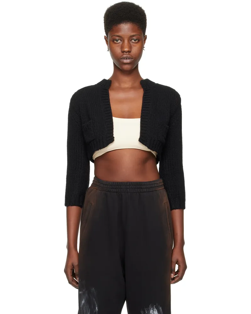 WE 11 DONE Black Patch Pocket Cardigan Black