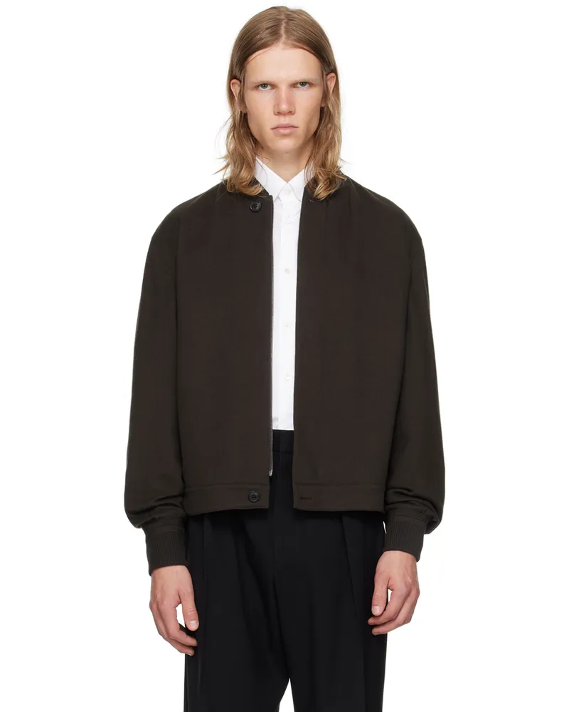 Ermenegildo Zegna Brown Cashmere Bomber Jacket Mdark