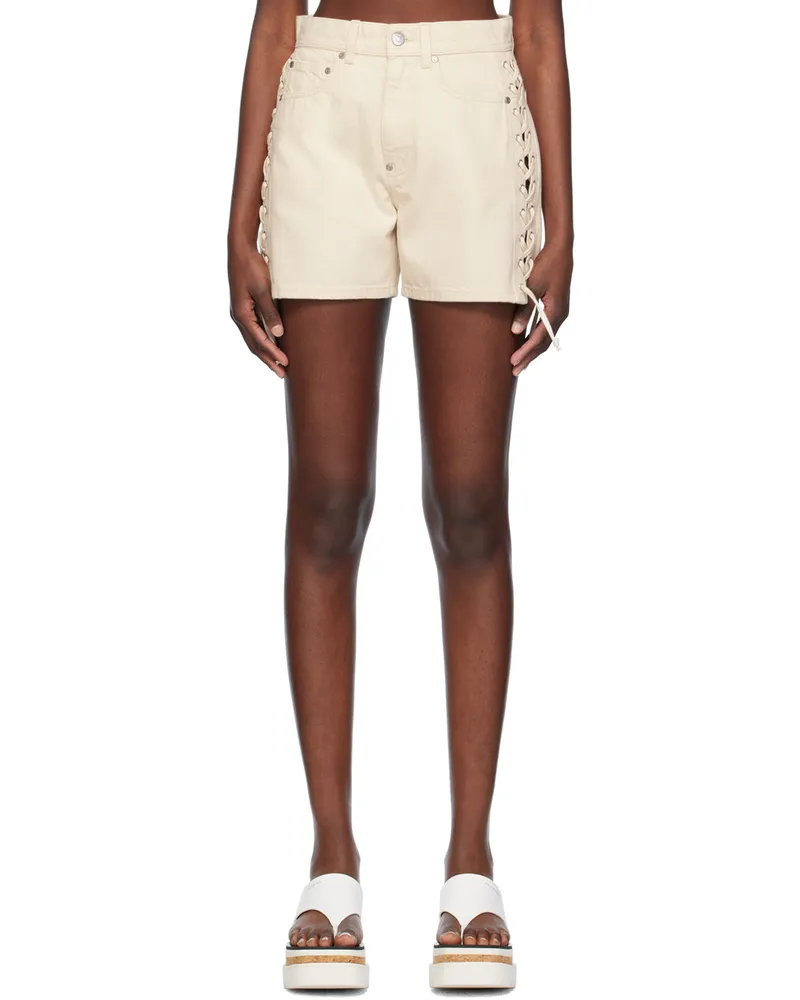 Stella McCartney Off-White Lace-Up Denim Shorts 9601