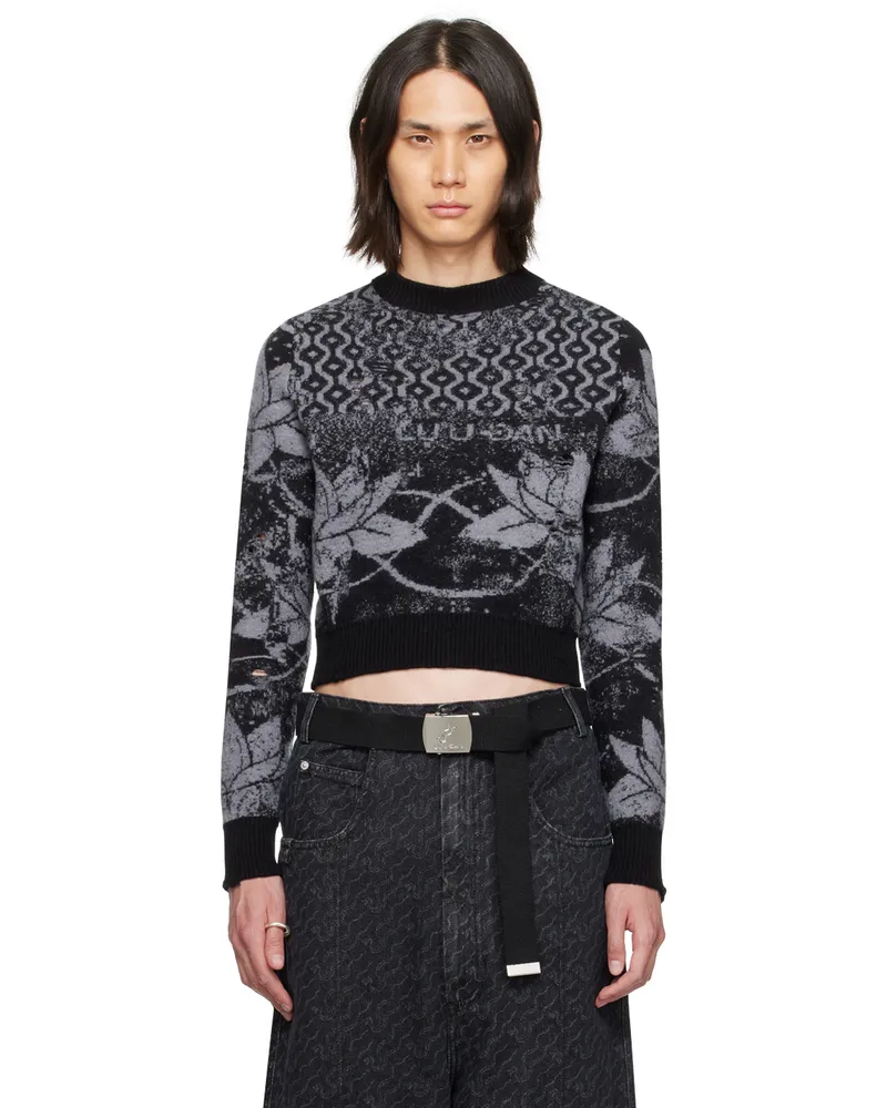 LU'U DAN Black & Gray Shrunk Sweater Black