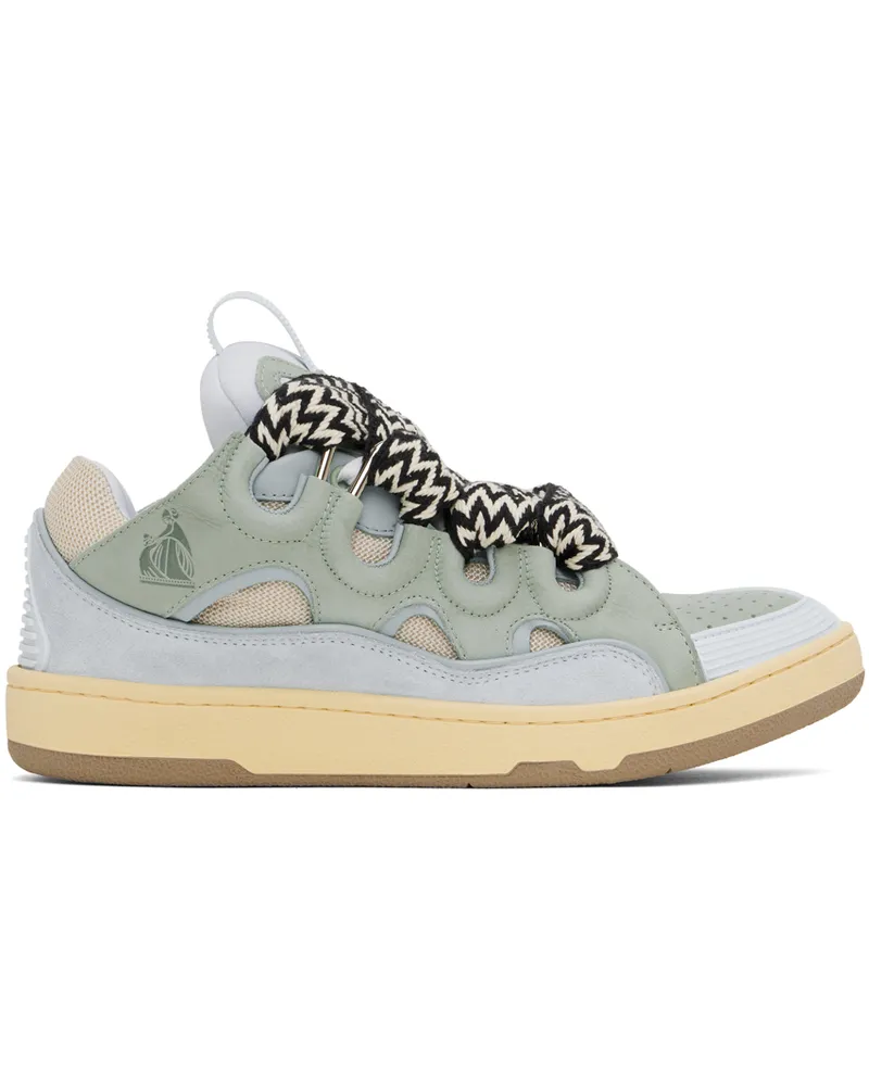 Lanvin Blue & Green Leather Curb Sneakers 21