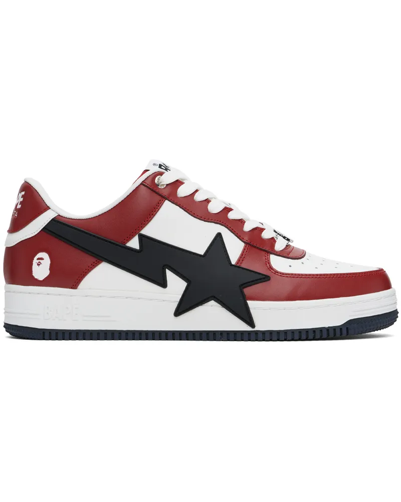 BAPE White & Red Bape Sta OS #2 Sneakers Bdb