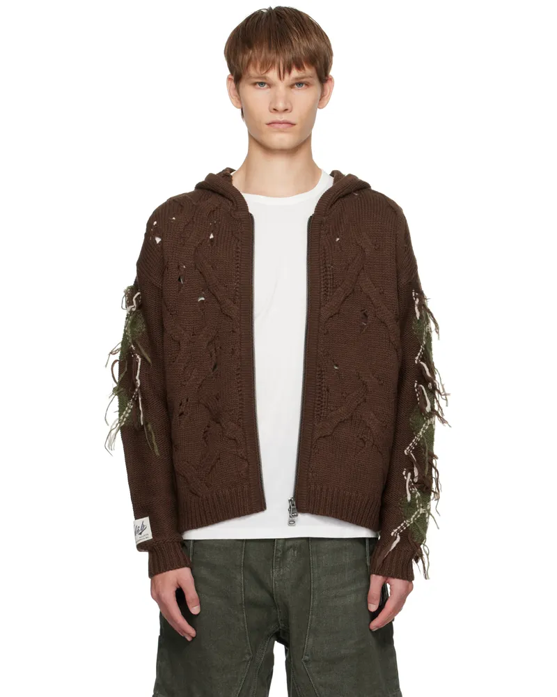 Andersson Bell Brown Argyle Fisherman Zip-Up Hoodie Brw