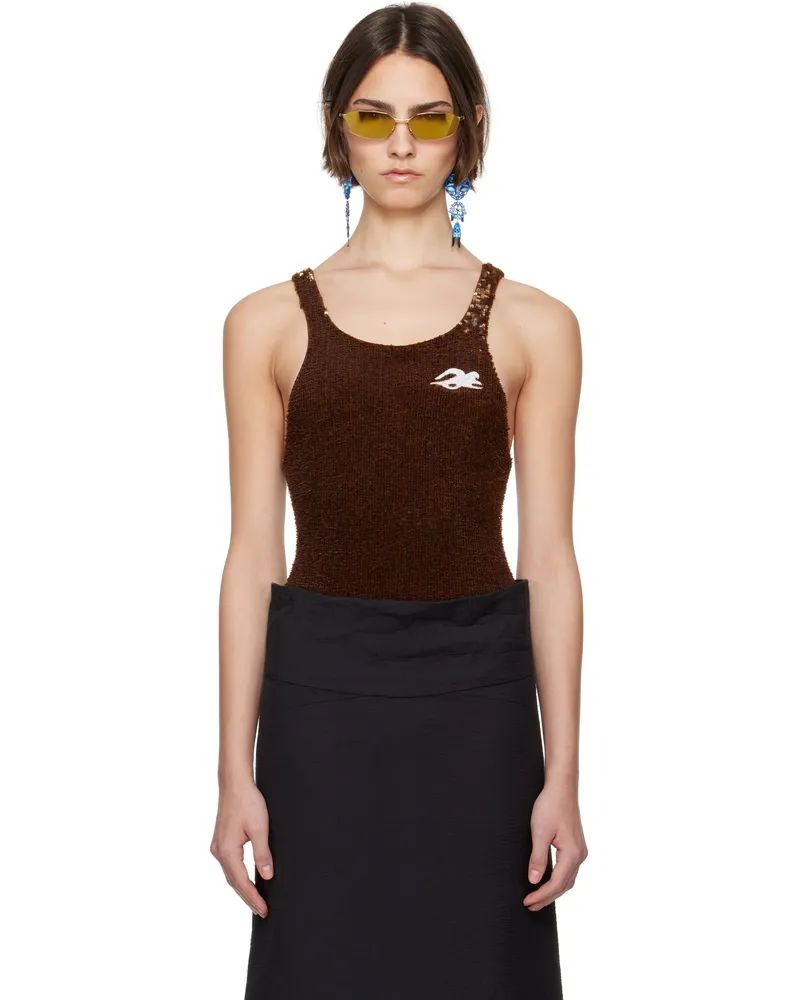 Tory Burch SSENSE Exclusive Brown Embellished Bodysuit Spiced