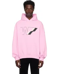 WE 11 DONE Pink Wave Line Hoodie Light