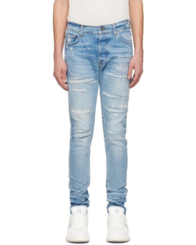 Amiri Indigo Boro Repair Jeans Perfect