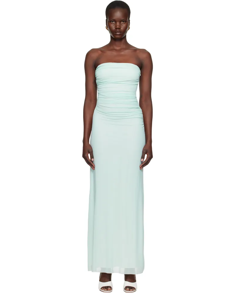 bec & bridge Blue Alara Strapless Maxi Dress Ocean