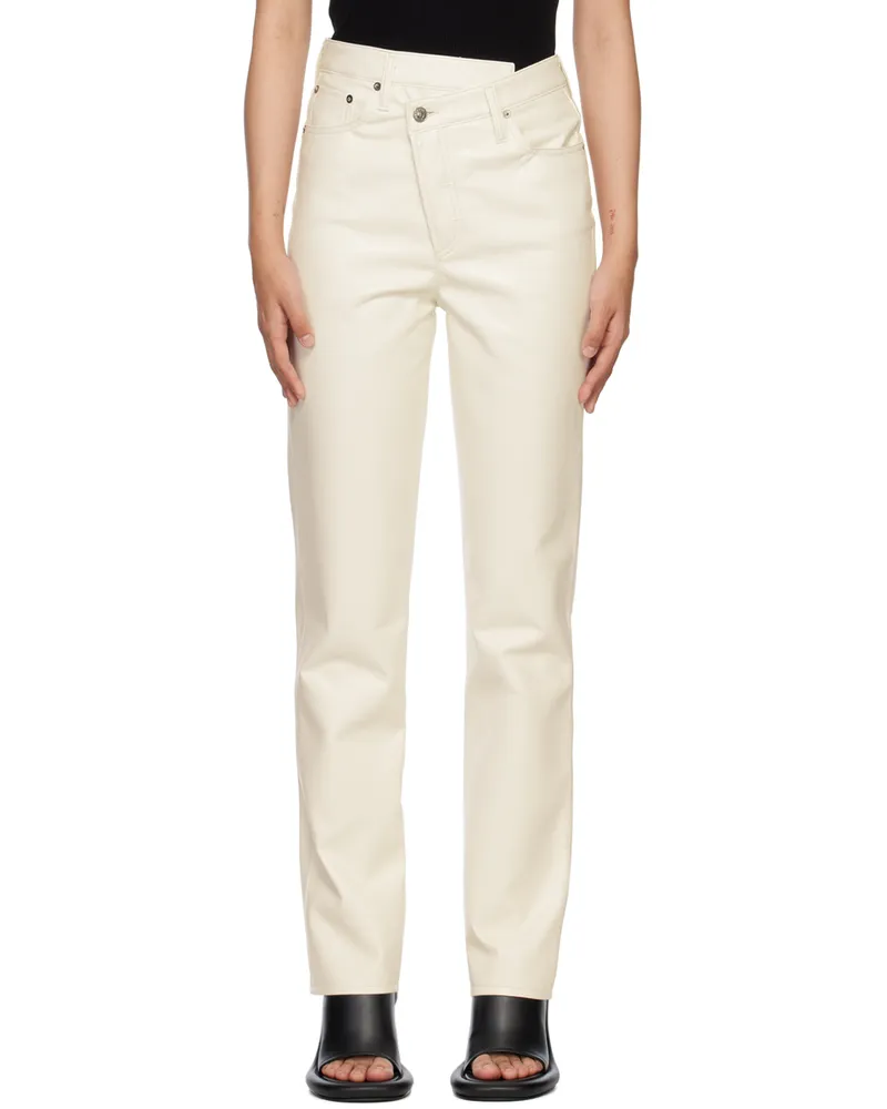 AGOLDE White Criss Cross Leather Pants Lace
