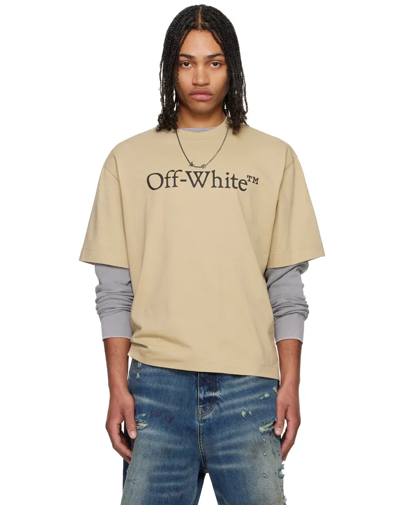 OFF-WHITE Beige Big Bookish Skate T-shirt Creme