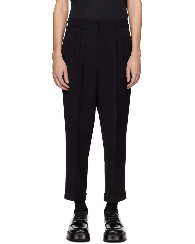 AMI Paris Black Carrot-Fit Trousers Black