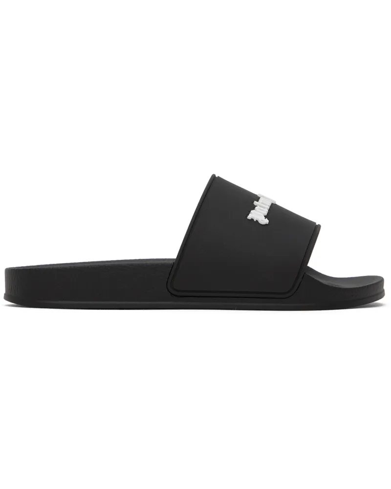 Palm Angels Black Monogram Pool Slides Black