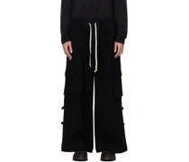 Black O-Project Teddy Wool Twill Easy Cargo Pants