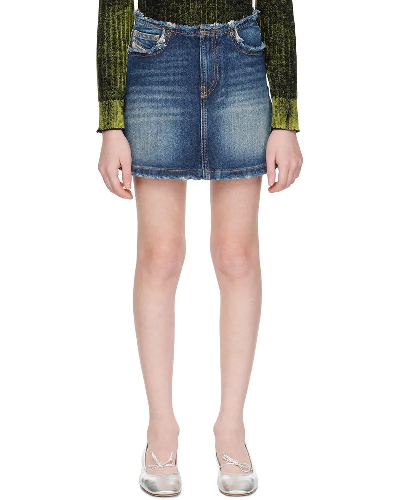 Diesel Kids Blue Frayed Denim Skirt K01