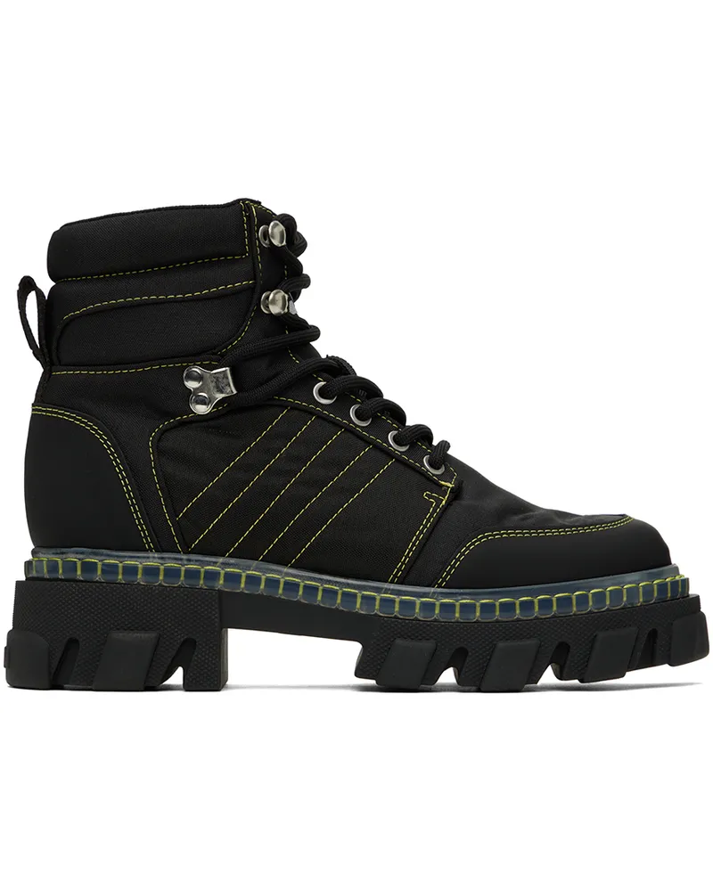 Ganni Black Cleated Hiking Boots 099
