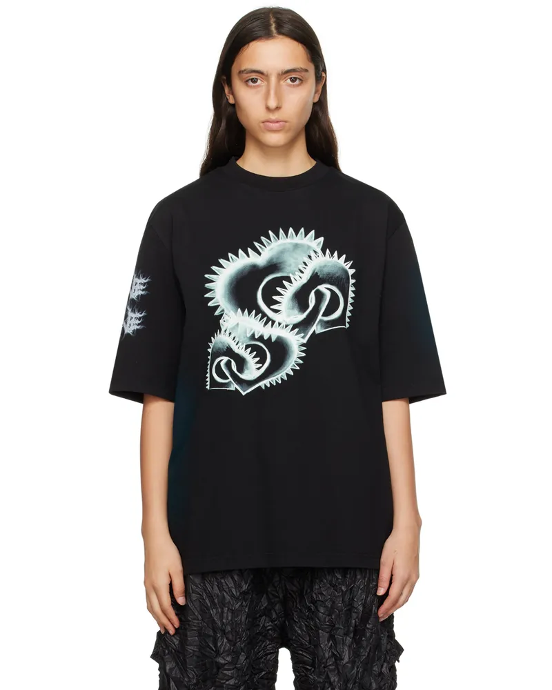WE 11 DONE Black Printed T-Shirt Black