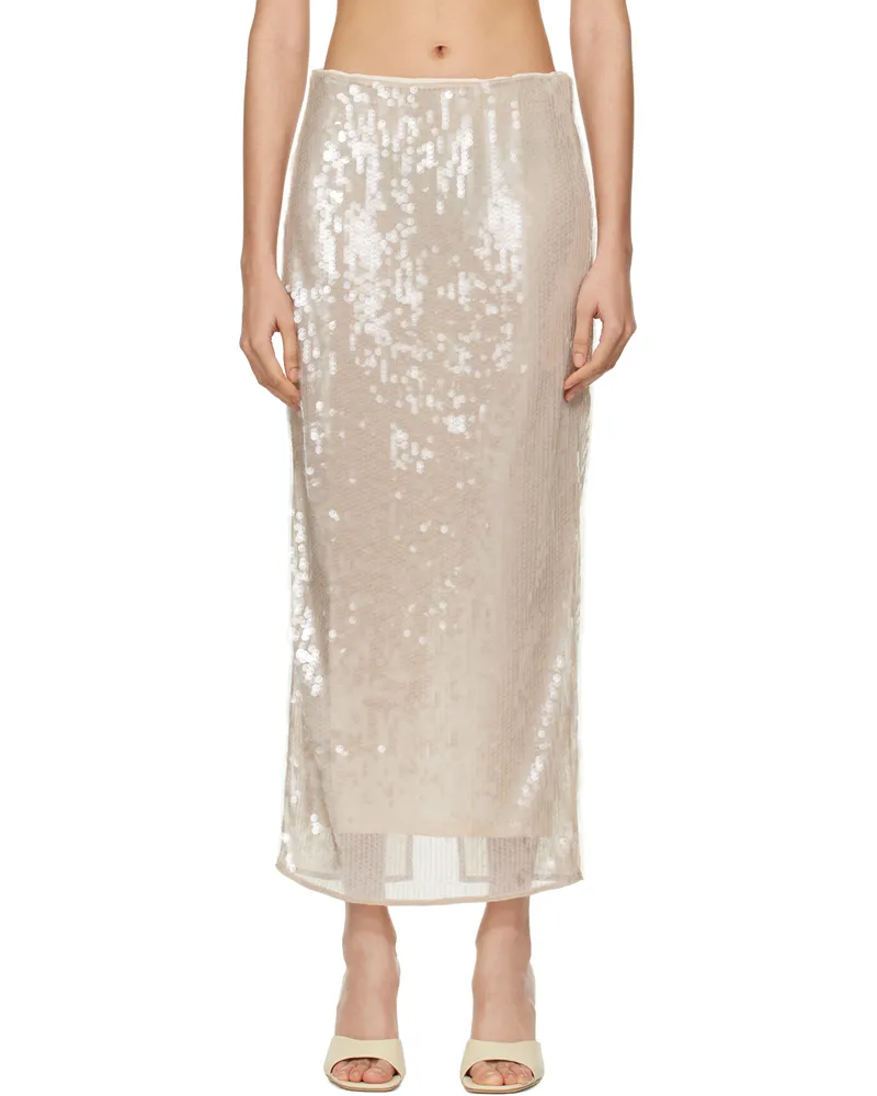 STAUD Beige Casey Maxi Skirt Moon