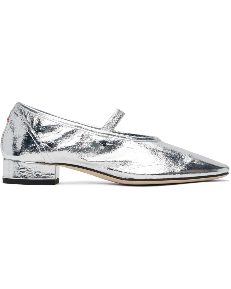 aeyde Silver Pippa Leather Ballerina Flats Silver