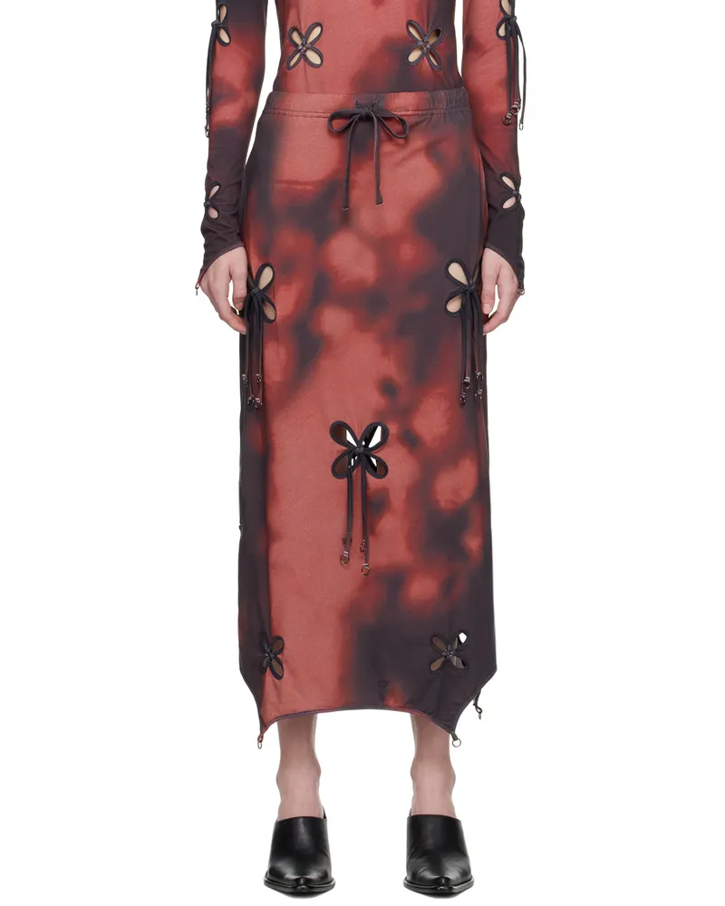 J.KIM Black & Burgundy Jester Midi Skirt Black
