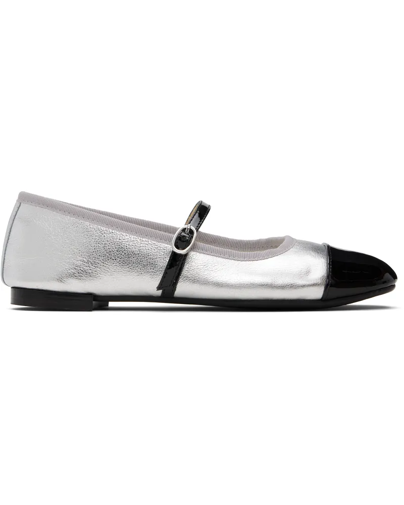 Repetto Silver & Black Georgiana Mary-Jane Ballerina Flats 476