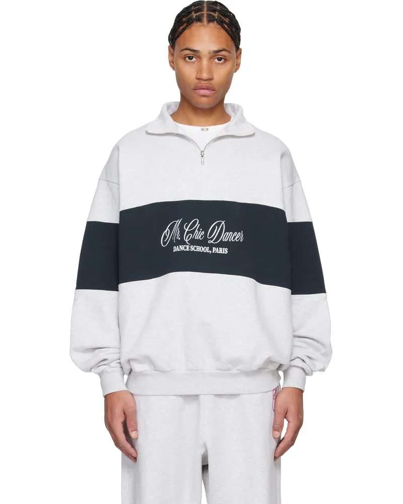 ABRA Gray & Navy School Zipped Sweatshirt Grey