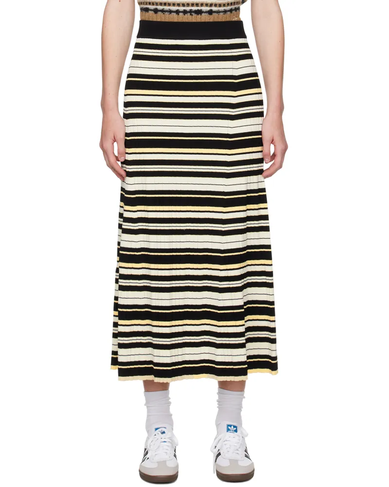 Ganni Black & White Future Midi Skirt 999