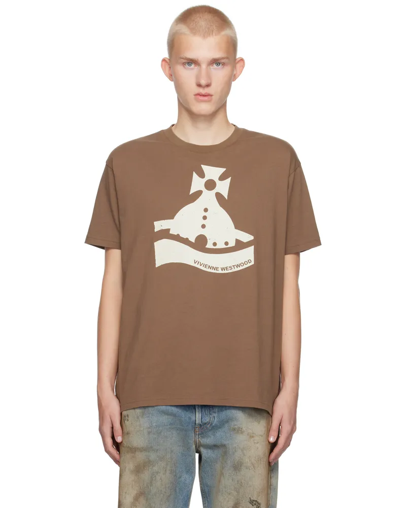 Vivienne Westwood Brown Sunken Orb Classic T-shirt Aw24-d402
