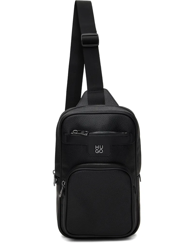 HUGO BOSS Black Grained Mono-Strap Backpack 001-Black