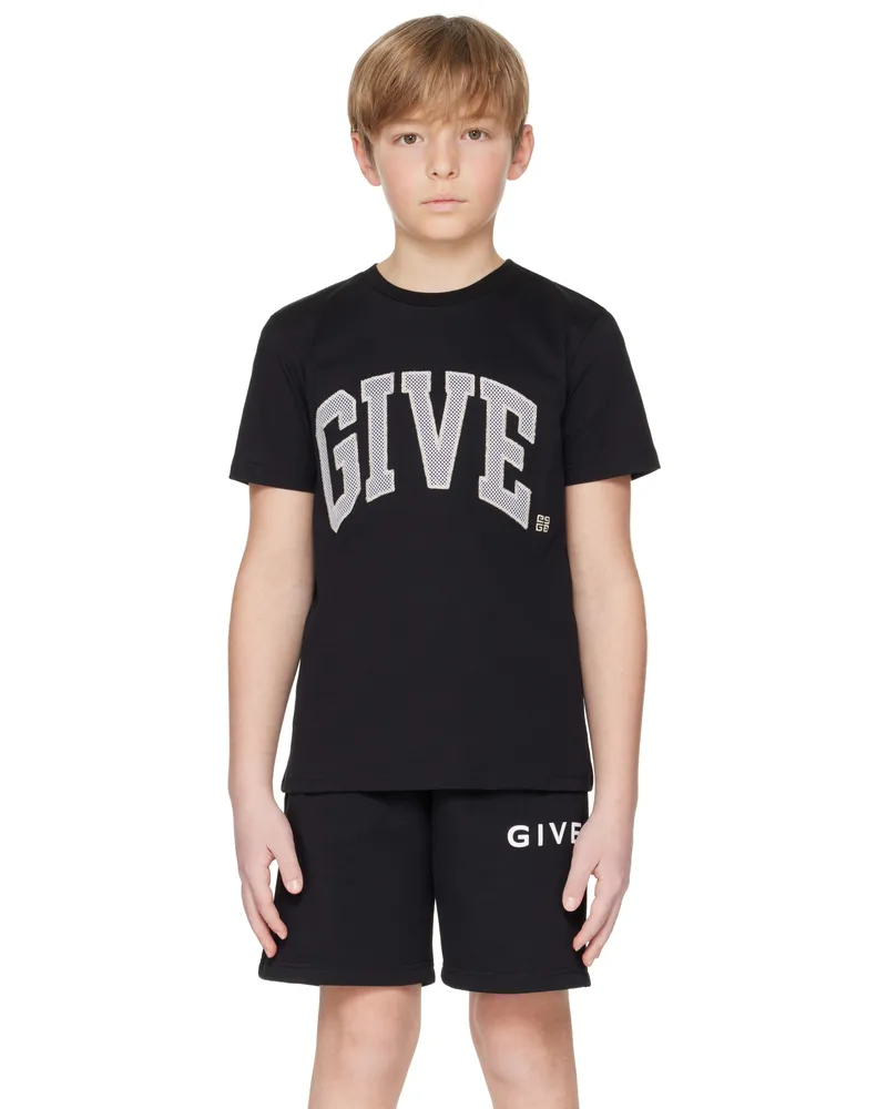 Givenchy Kids Black 'Givenchy' College T-shirt 09b